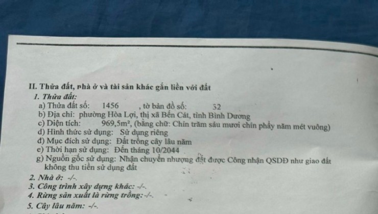 %% CẦN BÁN LÔ ĐẤT CÓ VỊ TRÍ ĐẸP  Ở PHƯỜNG HÒA LỢI – THỊ XÃ BẾN CÁT – BÌNH DƯƠNG.