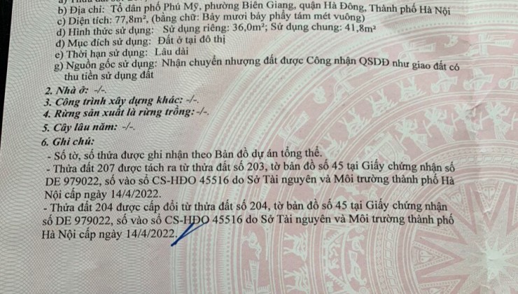36m2 đất biên giang chỉ 1,x tỷ 
Ô tô đỗ cửa 
-Sẵn sổ đỏ
-Đất ở đô thị 100%
-Giá rẻ nhất tt
-Khuôn tiền phù hợp với vợ chồng thu nhập TB
- địa chỉ :