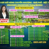 BÁO GIÁ GIỎ HÀNG CHUYỂN NHƯỢNG - NHÀ PHỐ - BIỆT THỰ - VINHOMES GRANDPARK Tháng 08/2024