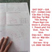 ĐẤT ĐẸP – GIÁ TỐT - CHÍNH CHỦ Cần Bán 3 Công Đất Đẹp Tại Mặt Tiền đường Phạm Ngũ Lão