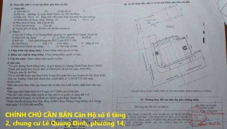 CHÍNH CHỦ CẦN BÁN Căn Hộ Ngay Trung Tâm Quận Bình Thạnh, Hồ Chí Minh – GIÁ CỰC TỐT