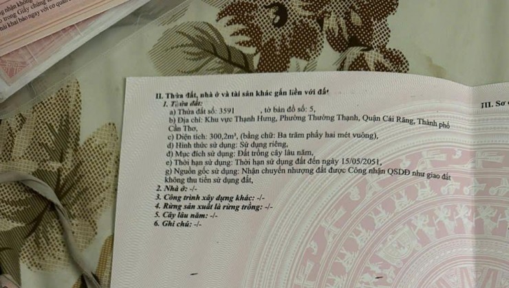 Chính Chủ Cần Bán Đất Vị Trí Đẹp Tại Phường Thường Thạnh, Q. Cái Răng, Cần Thơ